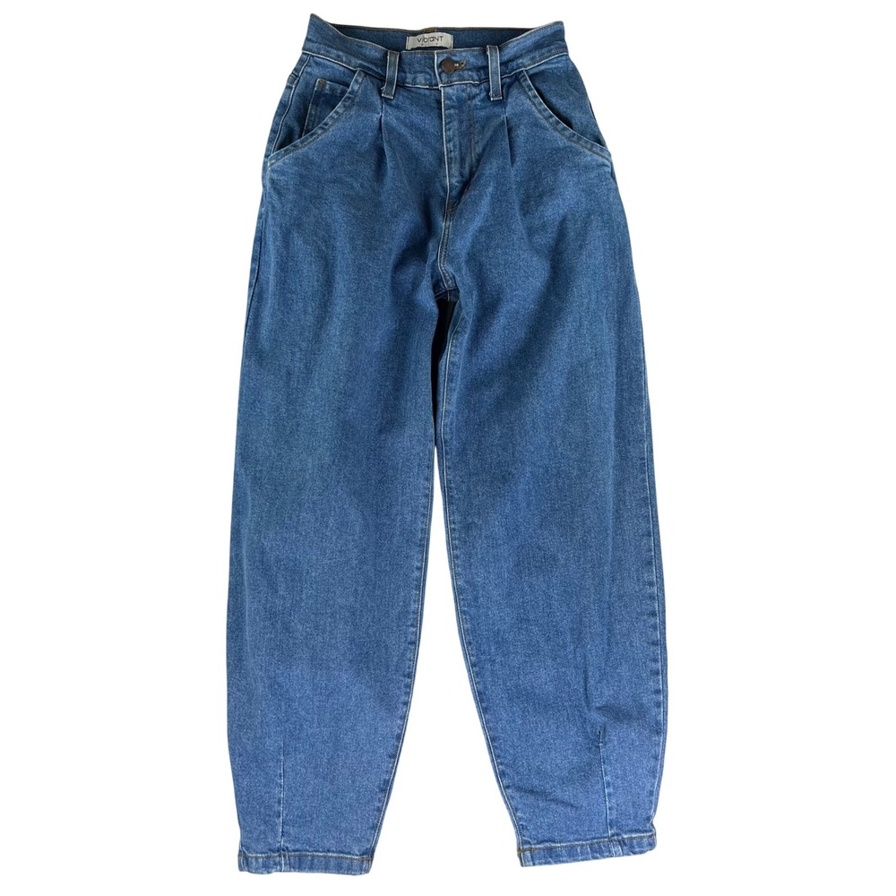 Vibrant MIU Jeans 24 Made USA High Rise vintage-style fit Barrel Leg Tapered Mom